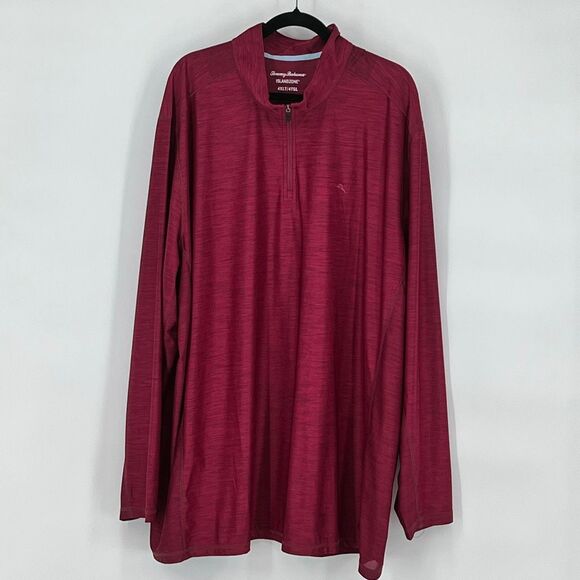 TOMMY BAHAMA Mens Pullover 4XLT Red Burgundy IslandZone 1/4 Zip Stretch Mock Nec - Picture 2 of 12
